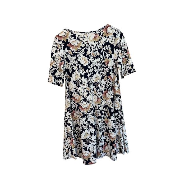 S|S | Floral Stretch T-Shirt Dress | Casual Boho Fall Print | Black | Size L - Picture 3 of 5